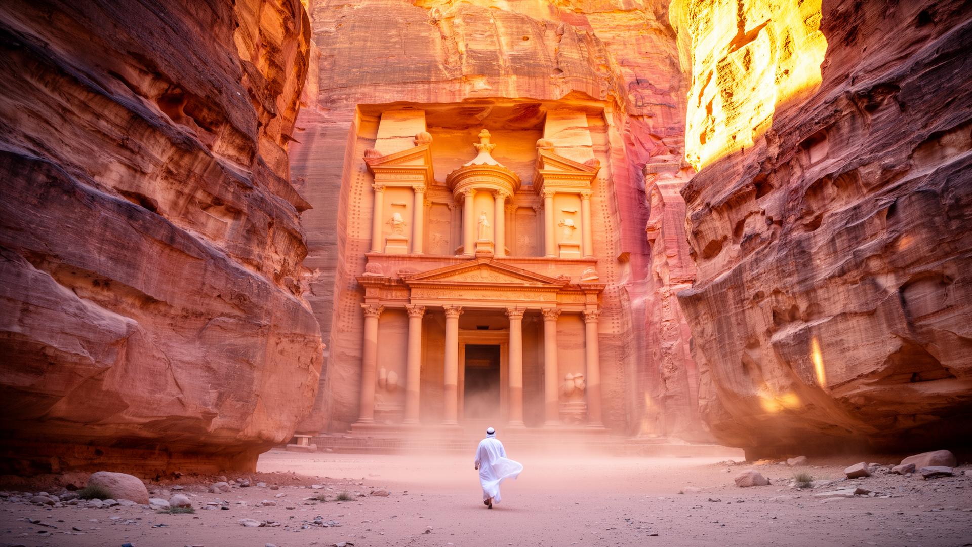 The Treasury at Petra in low golden light